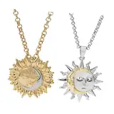 LIFKOME 2St Sonne-Mond-Stern-Halskette Herren Anhänger Mädchen Halskette jahrestag bescherung weihnachten Sonnenkette für Mädchen Halskette mit Sonnenanhänger Legierung Silver