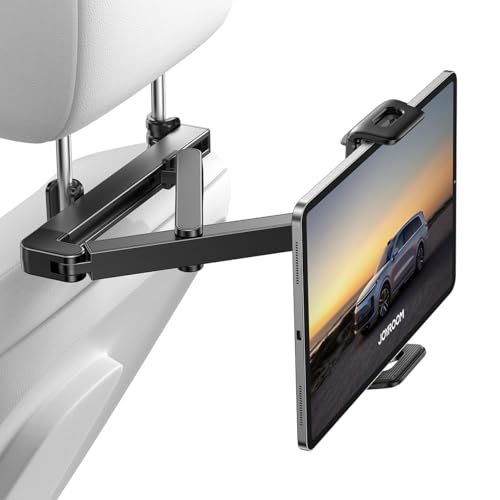 JOYROOM Tablet Halterung Auto [Stabilisierende dreieckige Struktur] iPad Halterung Auto mit Doppeltem Gestänge Klapparm Tablet Halterung Auto Kopfstütze für iPad/Switch/Phone 4.7~13' Bildschirm Geräte