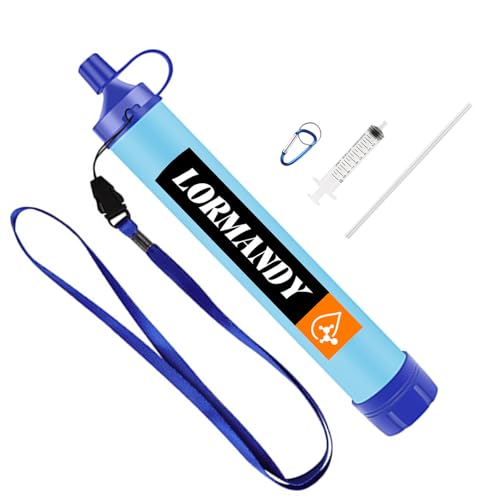 Wasserfilter Outdoor - Trinkwasserfilter für 5000 Liter gefiltertes Wasser - Karabiner und Verlängerungshalm,Tötet 99,999% aller Bakterien und Keime ab - outdoor filtre purificateur d'eau,blau