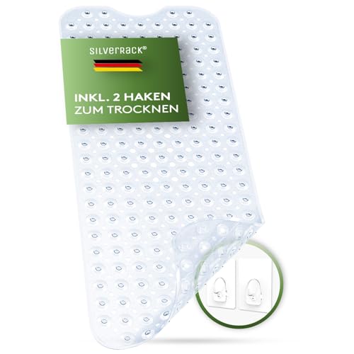 SilverRack Badewannenmatte 100x40 cm (Transparent) - Antirutschmatte Badewanne BPA frei für Kinder und Babys - Duschmatte schimmelresistent & maschinenwaschbar - Badematte rutschfest