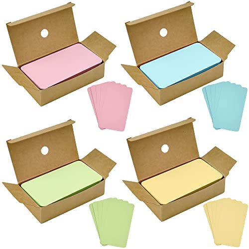 QINERSAW 400 Stück Blanko Papier Karten Bunte Karteikarten Leere Visitenkarten Papier Blanko Memory Karten Kraftpapier Karten Lernkarten Spielkarte Wortkarte Vokabelkarte Flashcards PinkGrün Gelb Blau