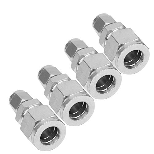 Edelstahl-Klemmringverschraubung, 4 Stück, 304 Edelstahl-Klemmringverschraubung, Gerader Doppelklemmring-Rohradapter für Wasserrohre, Schlauchrohrverschraubungen (Ф1/4-Ф1/2)