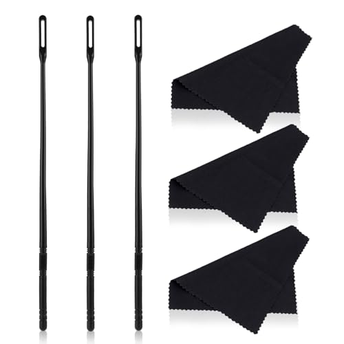 6 Stück Flötenputzer Set, Flötenreinigungsset 3 Stk Reinigungstücher mit 3 Stk Flöten Reinigungsstab Innenpflegewerkzeuge für Blasinstrumente (Schwarz)