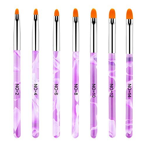 Hanyousheng 7 Stück UV Gel Pinsel Gelnägel für Nägel, UV-Gel, Acryl,Nagel pinsel, Nagelgel Pinsel,Pinselset Teilig für Nailart