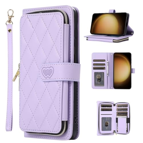 Rnrieyta Miagon Hülle für iPhone 8/7/SE 2020/2022/2023,PU Leder Kartenfäche Geldbörse Stoßfest Flip Case mit Handschlaufe Standfunktion Reißverschluss Wallet Cover