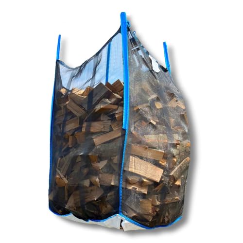 dm-Folien Holz Big Bag 100x100x160cm I 10 Stück I SWL 1.000 kg I Robuster Big Bag Holz mit Netzgewebe & Sternenboden I Big Packs für Brennholz I stabil & wiederverwendbar