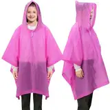 ANYOO Regenponcho Kinder Wasserdichte 2 Stück für Mädchen Jungen, Leichter Regencape Regenschutz PEVA Regenmantel mit Kapuze für Kinder Größe 100-150 cm Camping Wandern Reisen, Rosa