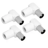Koax Stecker Antennenstecker Buchsen Koaxialstecker Adapter Verbinder SAT TV (4 Stück, Winkelstecker)