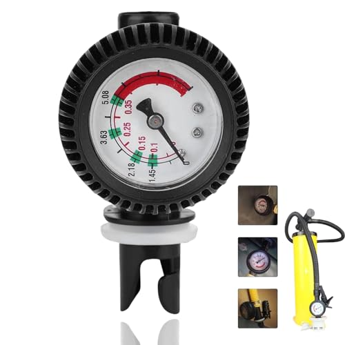 Schlauchboot Manometer, Barometer Kajak Luftdruckmesser Ventiladapter 0-5 PSI Luftdruckmesser Für Aufblasbares Kajakboot Surfbrettpumpen Sicherheitsbarometer, Kompatibles Ventil 6-Loch, 8-Loch-Ventil