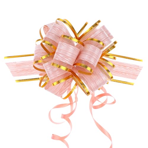 Andibro 10 Stück Geschenkschleife, 10 cm Ziehschleife Geschenk Schleife mit Geschenkbänder Rosa Schleifen Große Dekoschleifen für Basteln Verpacken Hochzeit Geburtstag Weihnachten Auto