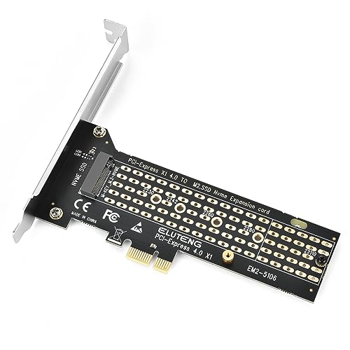 ELUTENG M.2 NVME zu PCIe 4.0 Adapter mit Blende, NVME SSD auf PCIe X1 Konvertierungsadapter für 2280/2260/2242/2230/22110 M.2 NVMe SSD