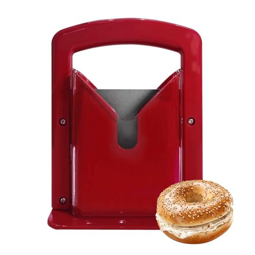 Bagelschneider, Bagel-Präzisionsschneider, Bagelschneider, Bagelschneider mit Sicherheitsschild und sicherem Griff, Bagel-Halter zum Schneiden großer und kleiner Bagels, Edelstahlklinge, 17,3 cm L x
