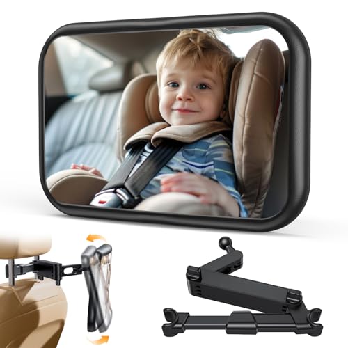 OMOTON Autospiegel Baby Rücksitz - 360° Spiegel Auto Baby Rückbank, High Definition Sicht rückspiegel Bruchsicherer, Verstellbarer Babyautospiegel für Kindersitz