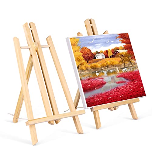 Viesap staffeleien, 2 Stück Holzstaffelei, 40cm Bild Ständer Aus Vollholz, Display-/ Tischstaffelei, klappbar und platzsparend, Deko-Ständer, Staffelei Kinder, für Gemälde, Kinder Kunst & Handwerk.