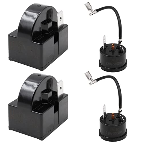 WANGCL 2 x Kompressor-Startrelais, 2-polig, 15 Ohm + 2 x Kompressor-Überlastschutz, 1/4 PS für Kühlschrank-Reparatur