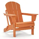 TORVA Adirondack Stuhl aus recyceltem Kunststoff, HDPE, zusammenklappbar, für den Außenbereich, Terrassenstühle, Rasenstuhl, wetterbeständig, Adirondack Stuhl, Orange