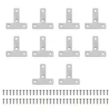 JCBIZ 10 Stück T-Form Edelstahl Ecke 40 Schrauben 50 x 50 mm verstellbare Halterung Möbelkomponenten solide Möbel Kleiderschrank Befestigung Metall Stützhalterung Möbel T-Form flache Patchplatte