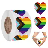 OHREN 500 Pride-Aufkleber Herz-förmige Pride-Aufkleber Pride Accessoires Farbparty Dekorationen Clipbook Laptop Pride Month Party LGBTQ Party (Regenbogen)