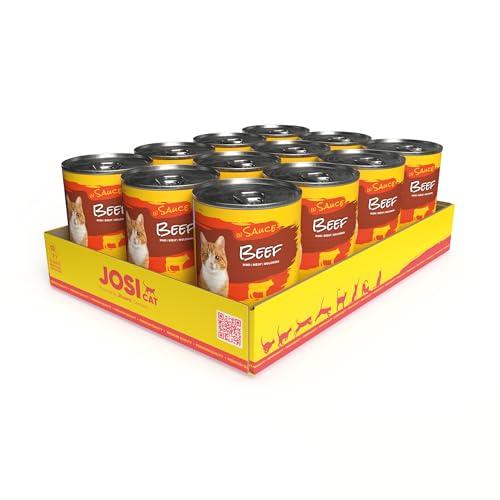 JosiCat Beef in Sauce (12 x 415 g) | Adult | Premium Nassfutter für ausgewachsene Katzen | Rind in Sauce | Vitamin D3 & E | Powered by JOSERA | Katzenfutter nass | Alleinfuttermittel | 12er Pack