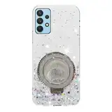 Rnrieyta Miagon Treibsand Ständer Hülle Glitzer für Samsung Galaxy A33 5G,Cute Dünn Crystal Schutzhülle Weiches Bling Transparent Case Bumper mit Flüssig Halter Kickständer