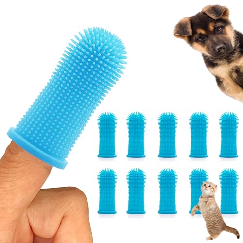 10Pcs Zahnbürste Hund, 360º Hunde Finger Zahnbürste, Silikon Haustiere Zähne Reinigung Zahnbürste Kit für Hunde, Welpen, Katzen & Kleine Haustiere Zahnpflege