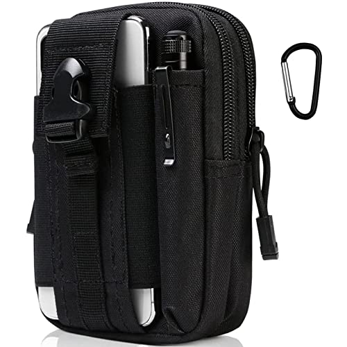 flintronic Taktische Hüfttaschen, Militär Kompakt Gürteltasche Multifunktional Bauchtasche Tasche Beutel für Camping Wandern Radfahren Klettern und Reisen Mit Karabiner, Schwarz