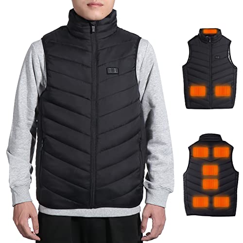 KEESIN Beheizbare Weste,Heizweste für Damen Herren,Beheizte Jacke, Heizjacke mit Powerbank mit Doppelschalter und 3 einstellbaren Heizstufen mit 9 Heizzonen(M)