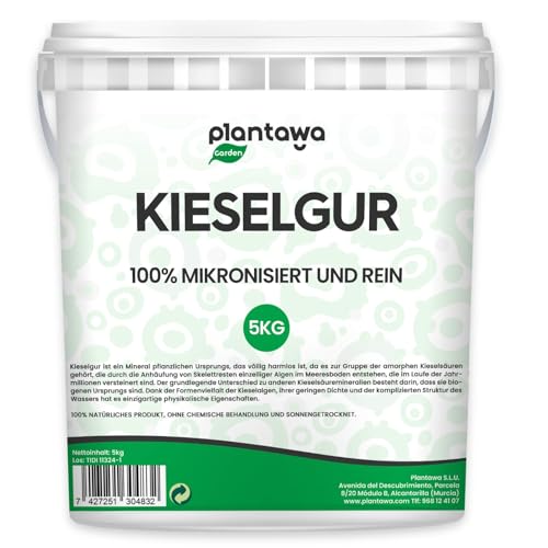 PLANTAWA Kieselgur 5kg | 100% Natürlich und Nachhaltig | Diatomaceous Earth | Fein Gemahlenes Kieselgur Pulver Ohne Chemische Behandlungen | Vielseitig Einsetzbar