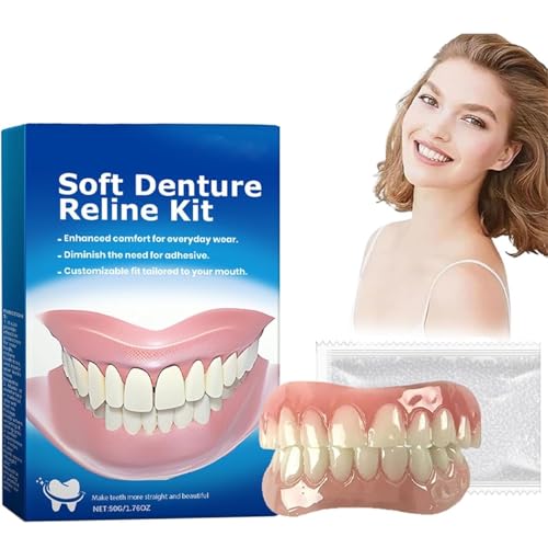 Biancat Perfect Fit Denture Silicone Reline Kit, Yunpso Denture Silicone Reline, Soft Denture Reliner Kit, Snap On Soft Denture Reliner Kit, Einfache Anwendung, Für Männer und Frauen (1Set)