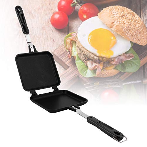 TOWEBOORY Doppelseitige Bratpfanne, Sandwichmaker Toastpfanne mit Hitzebeständigem Griff Antihaftbeschichtung Sandwich Panini Maker Kleine Pfanne Doppelseitig für Frühstück Camping Outdoor