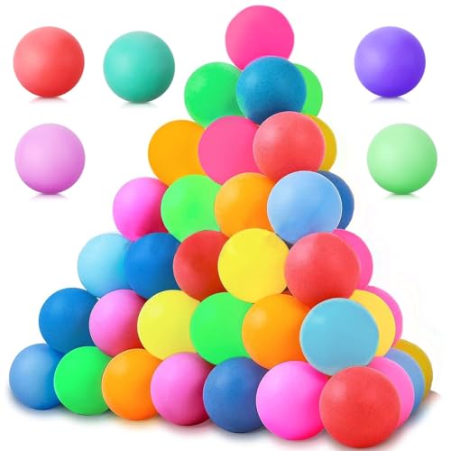 60 Pcs Bunte Tischtennisbälle Ping Pong BäLle 40mm,Spaß Bälle Training Ping Pong Bälle Premium Wiederverwendbar Tischtennisbälle Multifunktion Ping Pong Bälle für Erwachsene und Kinder Familienspiele