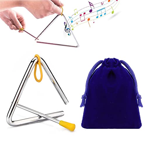 Triangel Musikinstrument, Triangel Percussion, Musik Triangel Instrument, Dreieck Instrument,mit Samtbeutel,Musikalisches Dreiecksinstrument mit Schlägel,für Schulkinder und Anfänger Beim Musizieren