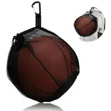 Eyezeeption Schwarzes Ballnetz 1 Ball Ballsack, Fußball Zubehör Basketball Zubehör Volleyball Zubehör, Tragbare Ballnetz Flexibel Net Tasche ballsack für Kinder Erwachsene. (Schwarz)