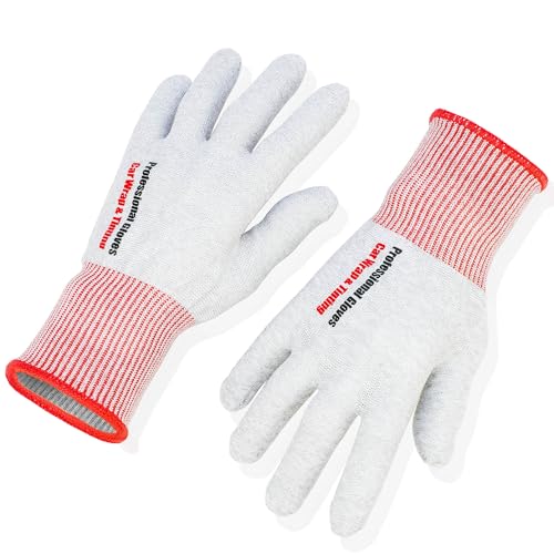 Umaki ESD antistatische Kohlefaser-Handschuhe, Touchscreen-Sicherheitshandschuhe, atmungsaktiv, leicht, Arbeitshandschuhe für Autofolien, Elektronikreparatur, Industriearbeiter, 4 Stück