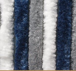 Chenille Flauschvorhang 100 x 205 cm dunkelblau/weiß/grau