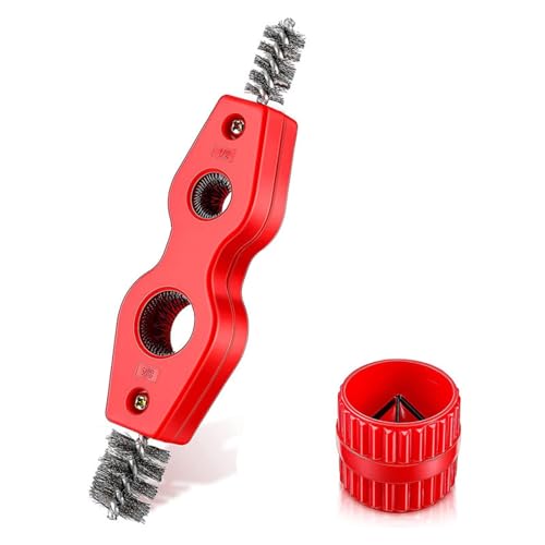Kiuiom Kupferrohrreiniger, 4-in-1 Kupferrohrbürste, 2-in-1 Rohr-Entgratungsbürste, 2 PC Effizientes Entgraten Werkzeug für Kupferrohr PVC Rohr und Flexible Stahlrohre