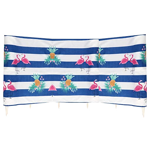 SPRINGOS Strand Windschutz und Sichtschutz m. Flamingos Ananas Paravent 6 m