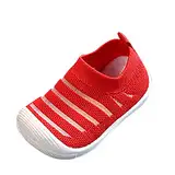 Sportschuhe Mädchen Kinderschuhe Sneaker Sommer- -süße Mädchen-Turnschuhe, die gewebtes Mesh-atmungsaktives, flaches, einfarbiges Slip-on-Bequem sind Outdoor-Sport & Freizeit für (Red, 22.5 Toddler)