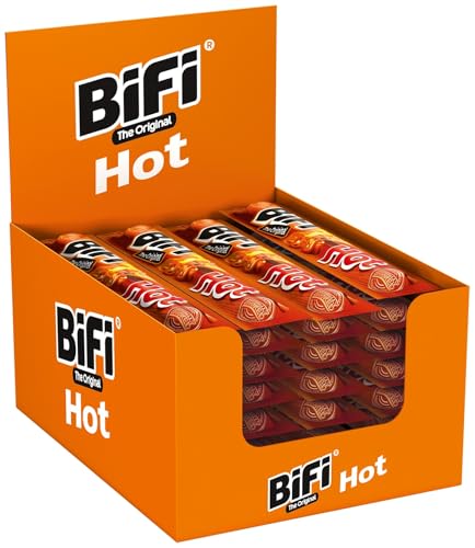 BiFi Original Hot Salami Sticks – 40er Pack (40 x 20g) – Wurst Snack To Go - Luftgetrocknet Fleisch & Wurstwaren Paket - Salami mit Pfeffer, Koriander und Knoblauch - Ideale Knabberbox - Wurstpaket