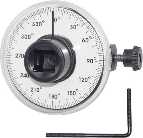 Thsakzo Auto Drehwinkelmesser MessgeräT 0-360°,Torque Rotating Gauge Drehwinkelmesser DrehwinkelmessgeräT Stellbarer Antriebswinkel TorsionsschlüSsel Messen Drehmoment Drehmomentadapter