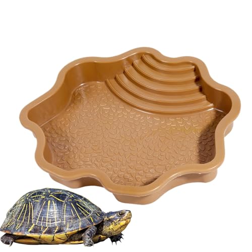 Reptilienbadepool, Reptilienbadpool,Schildkröte Wasser und Lebensmittelschale mit Stufen - Reptilienraum -Accessoires Gehege für Salamander, bärtiger Drache, Schlange, Gecko