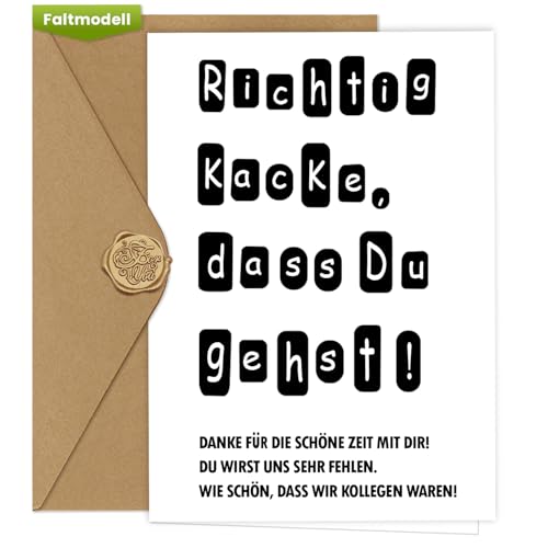Werfunee - Abschiedskarte Kollegen A6 (mit Umschlag) - Lustige Karte Abschied Kollege - Abschiedsgeschenk Kollegen Jobwechsel - Karte Abschied Kollegin - Ruhestand Karte (Abschiedskarte)