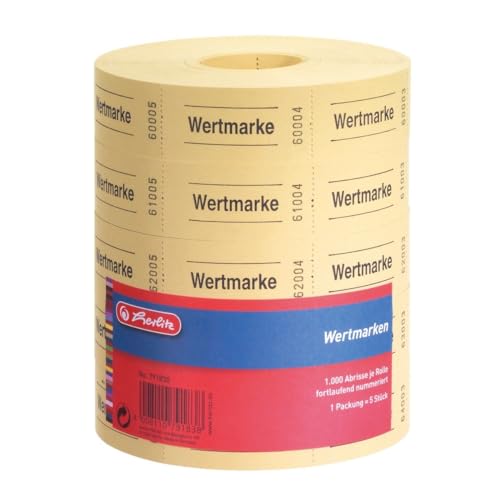Herlitz 791830 Neutrale Wertmarken, 5x1000 Abrisse, farblich sortiert