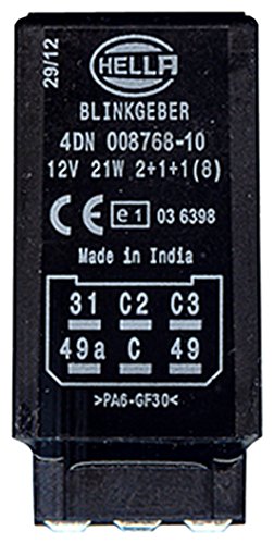 HELLA 4DN 008 768-101 Blinkgeber - 12V - 6-polig - gesteckt - elektronisch - ohne Halter, Schwarz