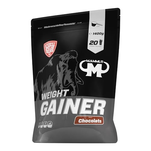 Mammut Nutrition Weight Gainer Crash 5000 Chocolate, Kohlenhydrate, Masseaufbau Gainer mit Creatin, 1400 g Zipp-Beutel