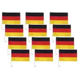 Deutschland Flagge Autofenster 45 X 30 Cm Deutschlandfahne Mit Stab Für Deutschlandflagge Groß Fanartikel Deko Autofahnen (12 Stück)