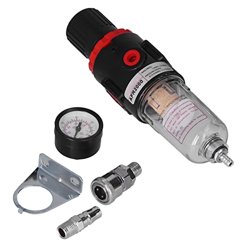 1/4-Zoll-Luftkompressor-Feuchtigkeitsfilter, Wasser-Öl-Abscheider-Regler mit Manometer, Aluminiumlegierung, für Pneumatische Systeme – Luftkompressor-Zubehör