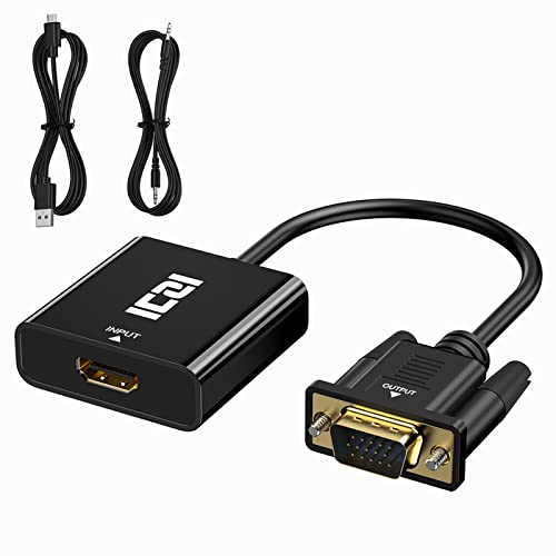 ICZI HDMI auf VGA,1080P 60Hz HDMI VGA Adapter mit 3.5mm Audio und Micro-USB Ladekabel für TV Stick, HDTV, DVD Player, Tablet PC, PS4, Monitor, Projektor, Xbox