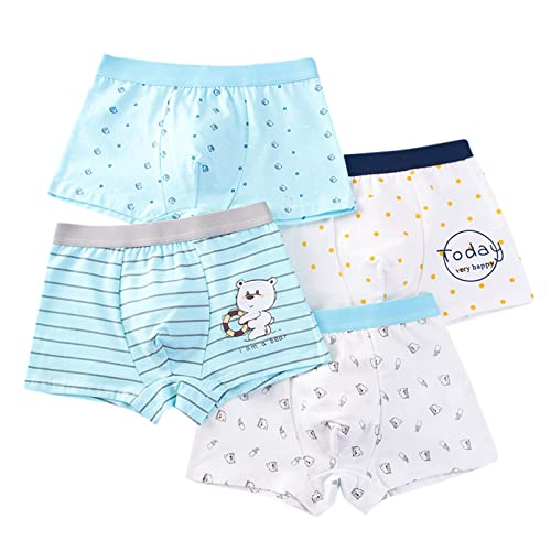 BOTCAM Kleinkind Boxershorts Unterwäsche Niedlichen Cartoon Gestreiften Druck Unterhose Shorts Hosen Badehose Briefs 4 STÜCKE Unterhosen Junge 146 (Blue, 3-5 Months)