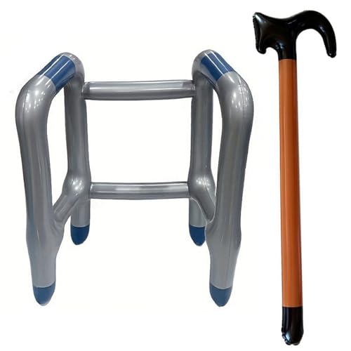 Aufblasbarer Rollator, Aufblasbarer Gehstock, Aufblasbarer Spazierstock, Aufblasbare Gehhilfe das Perfekte Set für Ihr Kostüm als Oma Oder Opa zum Karneval/Fasching Oder als Gag zum Geburtstag